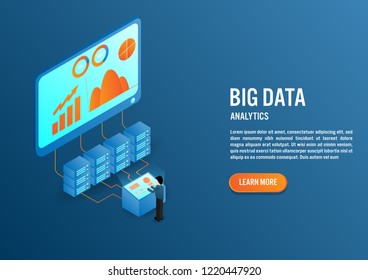 Big data concept in isometric vector design
