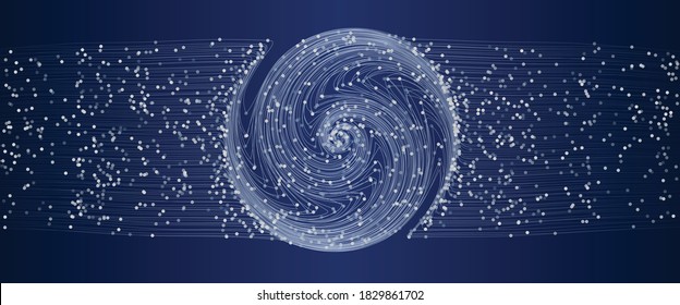 big data concept with lines and dots. Yin and Yang symbol effect with lines.