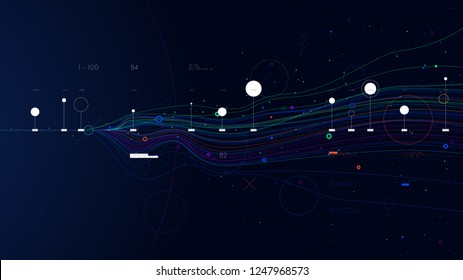 Big Data-Konzept, Vektorgrafik der Informationsflussknoten-Basisprogrammierung