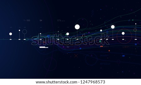 Big data concept, vector line graph of information flow node base programming