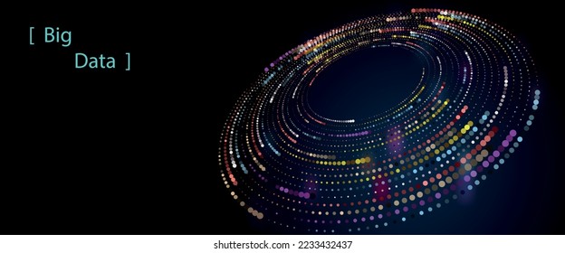 Big Data concept visualization with 
color dots in circle.