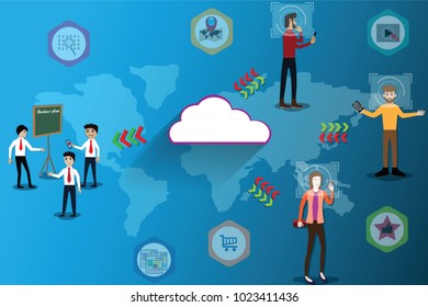 Big data concept,big data used to planning business - vector IllustrationE-commerce,Business, Technology, cloud technology,Big Data