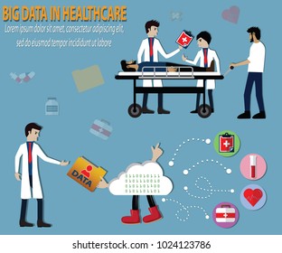 Big data concept,keep data from hospitals and bring its to used - vector Illustration