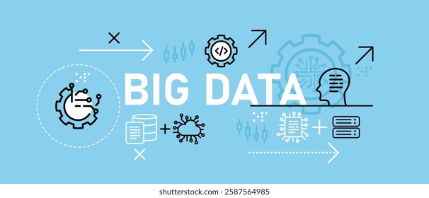 Big data conceptual capturing maintenance database development storage management software network connection cloud programming icon design concept illustration