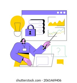 Big data conference abstract concept vector illustration. Innovative idea presentation, science meeting, place to join analysts, latest scientific research, learning platform event abstract metaphor.