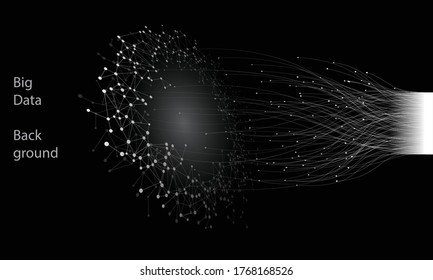 big data connection concept. black and white abstract tech background.