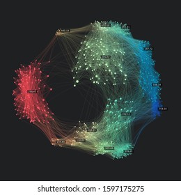 Big Data. Creative Data Visualization. Advanced Analytics. Beauty Of Data Abstract Background. Globe Of Connected Nodes.