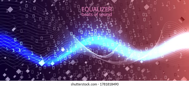 Big Data Cyber Vector Background. Matrix Falling Binary Code. Purple Pink Blue Background. Fractal Flow Data Punk Futuristic Slide. Technology Grunge Modern Design. Big Data Cyber Banner