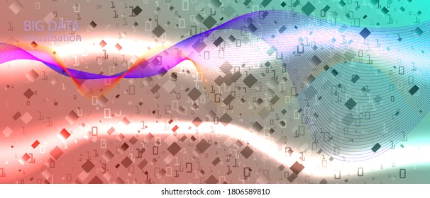 Big Data Cyber Vector Background. Fractal Fluid Glow Blue Purple Pink Background. Cyber Equalizer Slide. Matrix Flying Binary Code. Geometric Abstract Music Layout. Big Data Cyber Banner