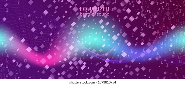 Big Data Cyber Vector Background. Neon Tech Colorful Music Design. Fractal Fluid Data Pink Purple Blue Background. Matrix Flying Binary Code. Cyber Equalizer Slide. Big Data Cyber Banner
