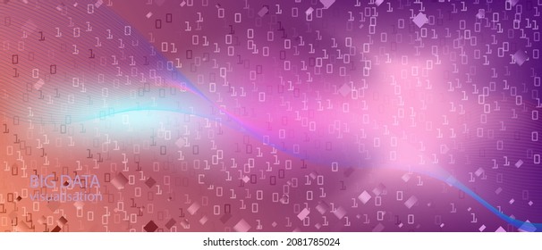 Big Data Cyber Vector Background. Computing Funky Minimal Template. Matrix Flying Binary Code. Fractal Fluid Code Digital Equalizer Slide. Purple Blue Pink Background. Big Data Cyber Banner