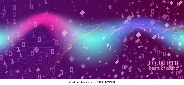 Big Data Cyber Vector Landing Page. Purple Pink Blue Background. Matrix Flying Binary Code. Technology Colorful Minimal Design. Punk Futuristic Slide. Fractal Flow Glow Big Data Cyber Banner