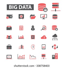 big data, database, hosting, analytics  icons, signs vector concept set for infographics, mobile, website, application
