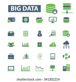 big data, database, hosting, analytics  icons, signs vector concept set for infographics, mobile, website, application
