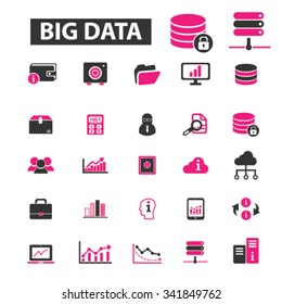 big data, database, hosting, analytics  icons, signs vector concept set for infographics, mobile, website, application
