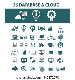 big data, database, hosting, analytics  icons, signs vector concept set for infographics, mobile, website, application

