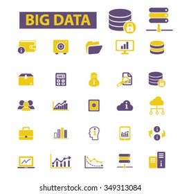 big data, database, hosting, analytics  icons, signs vector concept set for infographics, mobile, website, application
