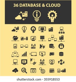big data, database, hosting, analytics  icons, signs vector concept set for infographics, mobile, website, application
