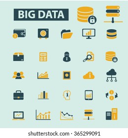 big data, database, hosting, analytics  icons, signs vector concept set for infographics, mobile, website, application
