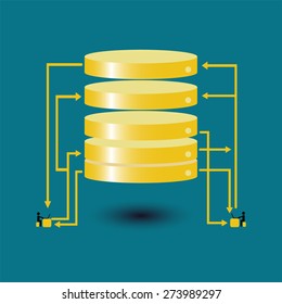 Big data database query by split - concept ideas with vintage color