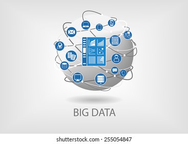 Big data digital analytics dashboard vector illustration. Business intelligence dashboard in order to analyze big data coming from smart devices and unstructured data