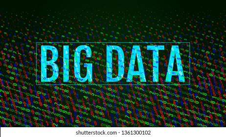 Big data digital decimal code matrix background. Glitch style. 