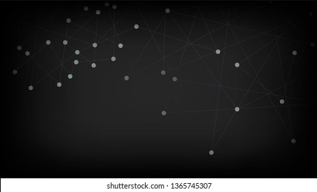 Big Data Digital Particles Internet Web Structure. Blockchain Network Futuristic Nano Technology Design. Social Media Grid Interconnected Artificial Intelligence Network Nodes Vector Background.