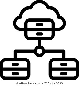Big data digitalization business icon with black outline style. technology, network, digital, science, data, business, visualization. Vector Illustration