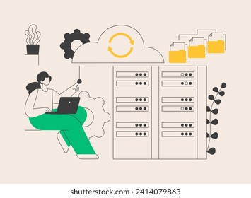 Big data engineering abstract concept vector illustration. Software engineering, massive data operation, big data architecture, database technology, large processing systems abstract metaphor.