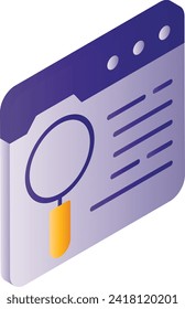 Big Data Explorer with Magnifier isometric Concept, Search Engine Vector Icon Design, Keyword Find Sign, Seo and Digital Marketing Symbol, Browser Finder stock illustration