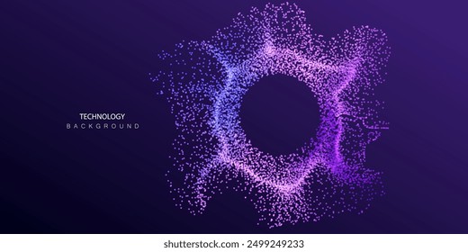 Fondo de explosión de Big Data. Tecnología ai partículas redondas puntos Anuncio. Inteligencia Artificial futuro conectar innovación diseño de Vectores.