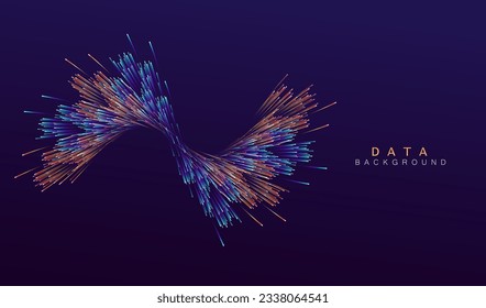 Big data explosion colorful lines background. Data stream transfer, network design concept. Dynamic motion illustration use for technology, digital, science, communication.