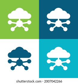 Big Data Flat four color minimal icon set