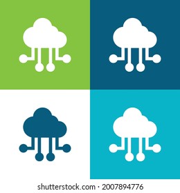 Big Data Flat four color minimal icon set