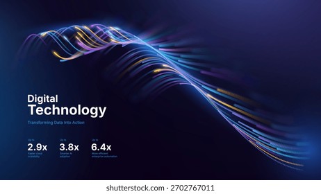 Big Data Flow KI Dots Particle Background. Digitales neuronales Netzwerk. Konzept der künstlichen Intelligenz Technologie Machine Deep Learning. Digitale Kommunikation. Science Technology Vector.