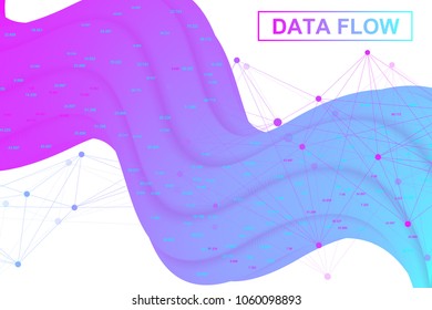 Big data flow. Artificial Intelligence and Machine Learning Concept. Digital analytics concept with graph and charts. Financial schedule infographic. Vector illustration