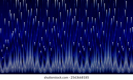 Big data flow dots particles. Digital equalizer music beat . Science technology background vector.