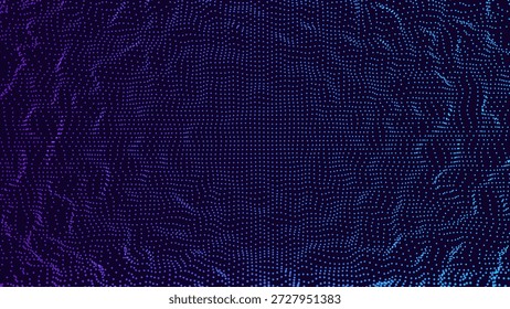 Flujo De Big Data Con Ondas De Partículas Brillantes Sobre Fondo Oscuro. Concepto Abstractas de la red neuronal de la IA y de la comunicación digital. Diseño tecnológico futurista. Ilustración vectorial.