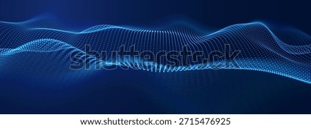 Big Data Flow With Glowing Particle Waves On Dark Background. Abstract AI Neural Network And Digital Communication Concept. Futuristic Tech Design. Vector Illustration.