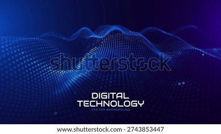 Big Data Flow With Glowing Particle Waves On Dark Background. Abstract AI Neural Network And Digital Communication Concept. Futuristic Tech Design. Vector Illustration.