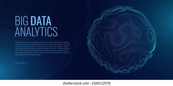 BIG DATA Flow. Machine Learning Algorithms. Analysis of Information Minimalistic Infographics Design. Science Technology Background. Wavy Flow Lines Vector Illustration.