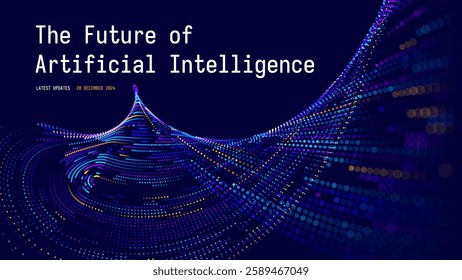 Big Data Flow Particles Bokeh. Digital Neural Network. Concept of AI Artificial Intelligence Technology Machine Deep Learning. Digital Communication. Science Technology Presentation Vector.