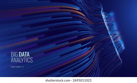 Pontos De Partículas De Fluxo De Big Data. Rede Neural Digital. Conceito de Inteligência Artificial Inteligência Tecnologia Aprendizagem Profunda. Comunicação digital. Vetor de Apresentação de Pesquisa Científica.
