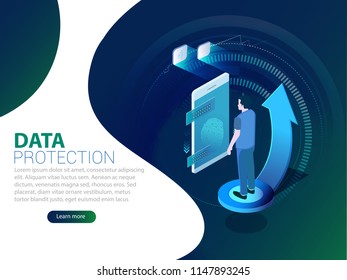 Big data flow processing concept, cloud database, isometric vector Big data flow processing concept, cloud database, isometric vector