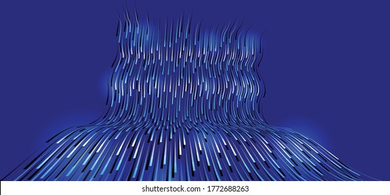 Big data flow technology and science vector background, tech abstraction with lines electronics and digital style in 3D dimensional perspective, abstract illustration.