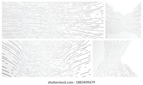 Big data flow technology and science vector backgrounds set, tech abstraction with lines electronics and digital style in 3D dimensional perspective, abstract illustration.