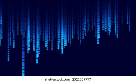 Big Data Flying Pixels. Visualização de Bits Voadores de Fluxo de Dados de Computador Blockchain. Problema de estouro de buffer de memória do computador. Matriz de Fluxo de Dados de Pixel na Ilustração de Vetor do Ciberespaço Metaverso.