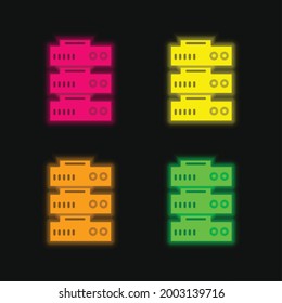 Big Data four color glowing neon vector icon