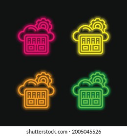 Big Data four color glowing neon vector icon
