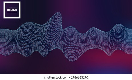 Big data futuristic design . Digital visualization . Particles stream . Binary background . Technology information concept. Flow lines . Vector